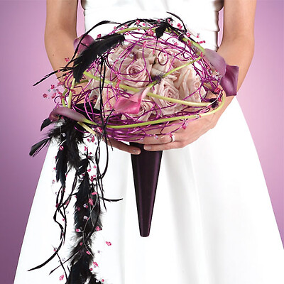 Feather and Ribbon Bridal Bouquet