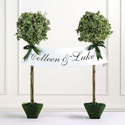 Topiaries with Name Banner