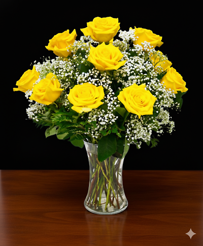 A Perfect Yellow Dozen Roses