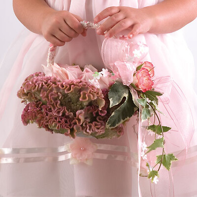 Flower Girl Basket with Rose Petals