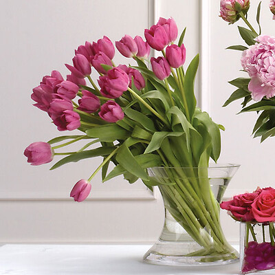 Pink Tulips Vase Arrangement